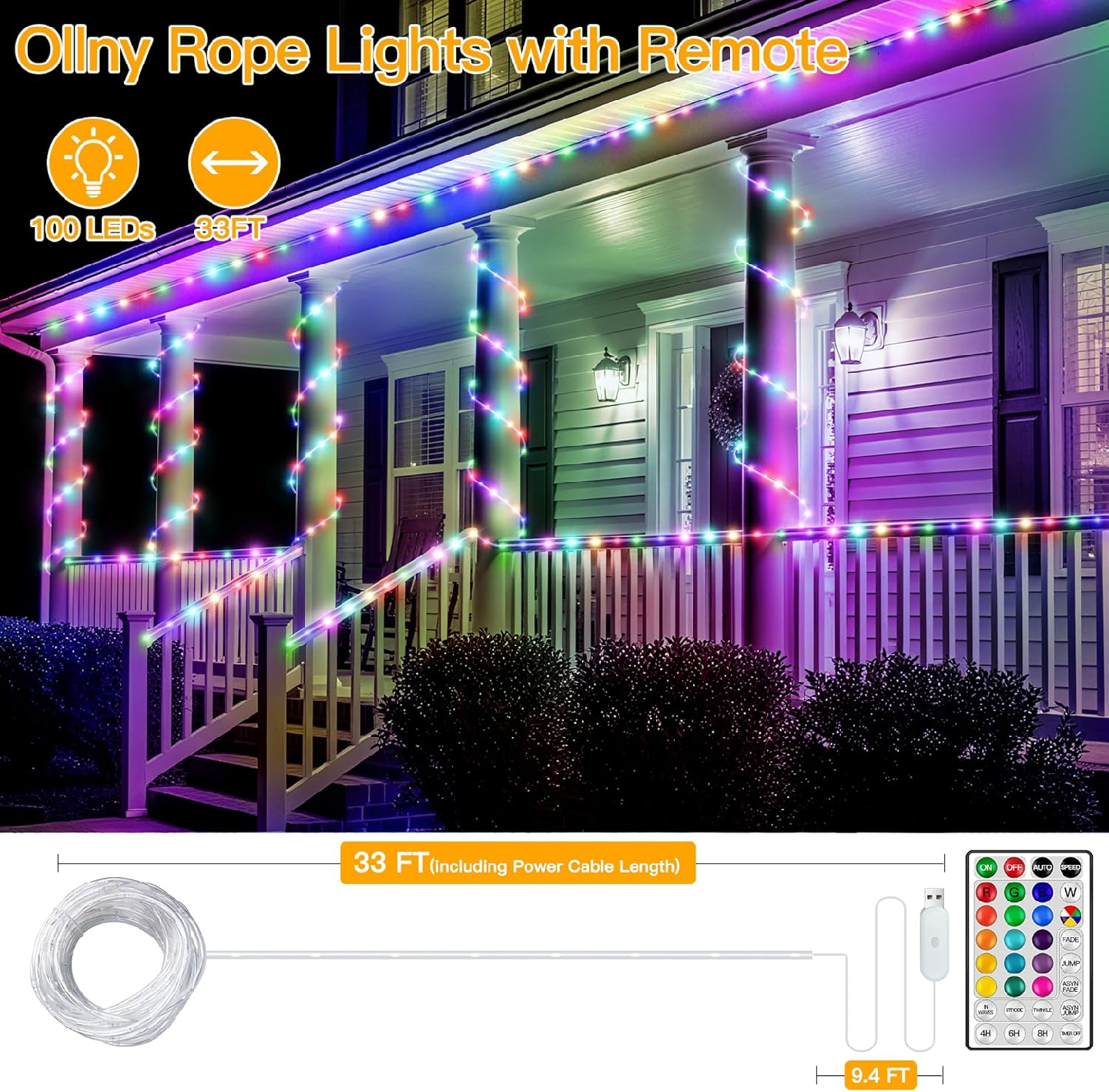 Ollny Christmas Lights Outdoor String Lights 180 Led Super Long - photo 2