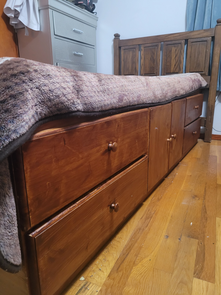 Wooden Bed Frame with Storage Drawers - photo 2