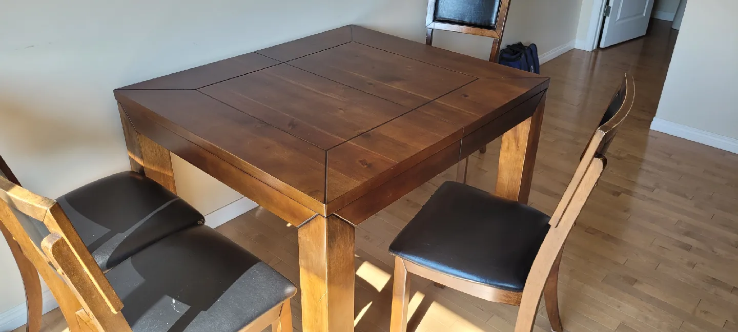 Extendable Solid Wood Dining Table with 4 Chairs image indicator(9)