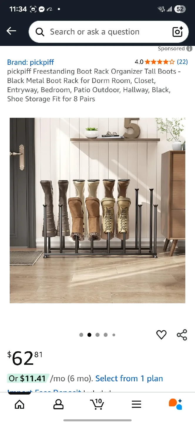 pickpiff Freestanding Black Metal Boot Rack - NEW thumbnail