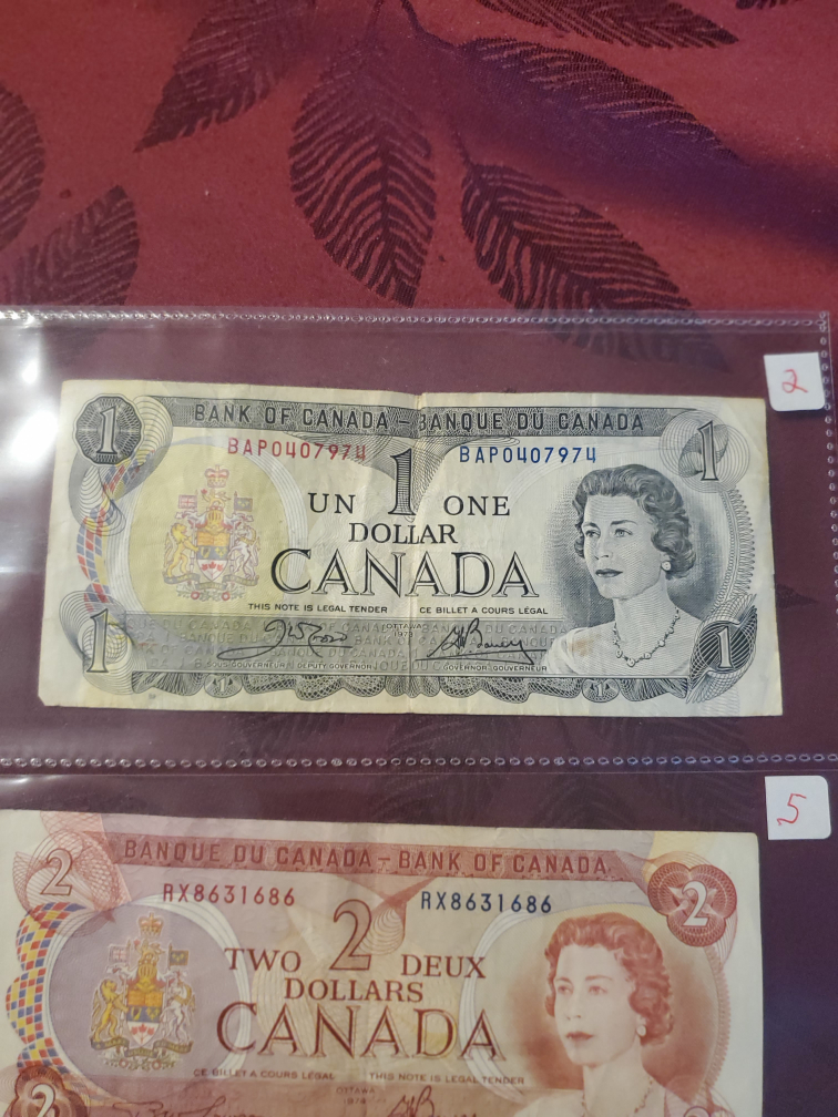 Vintage Canadian $1 & $2 Bills - photo 3