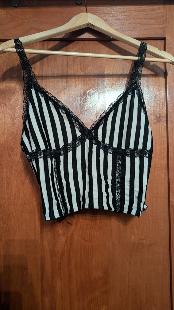 Striped Lace Trim Cami Top