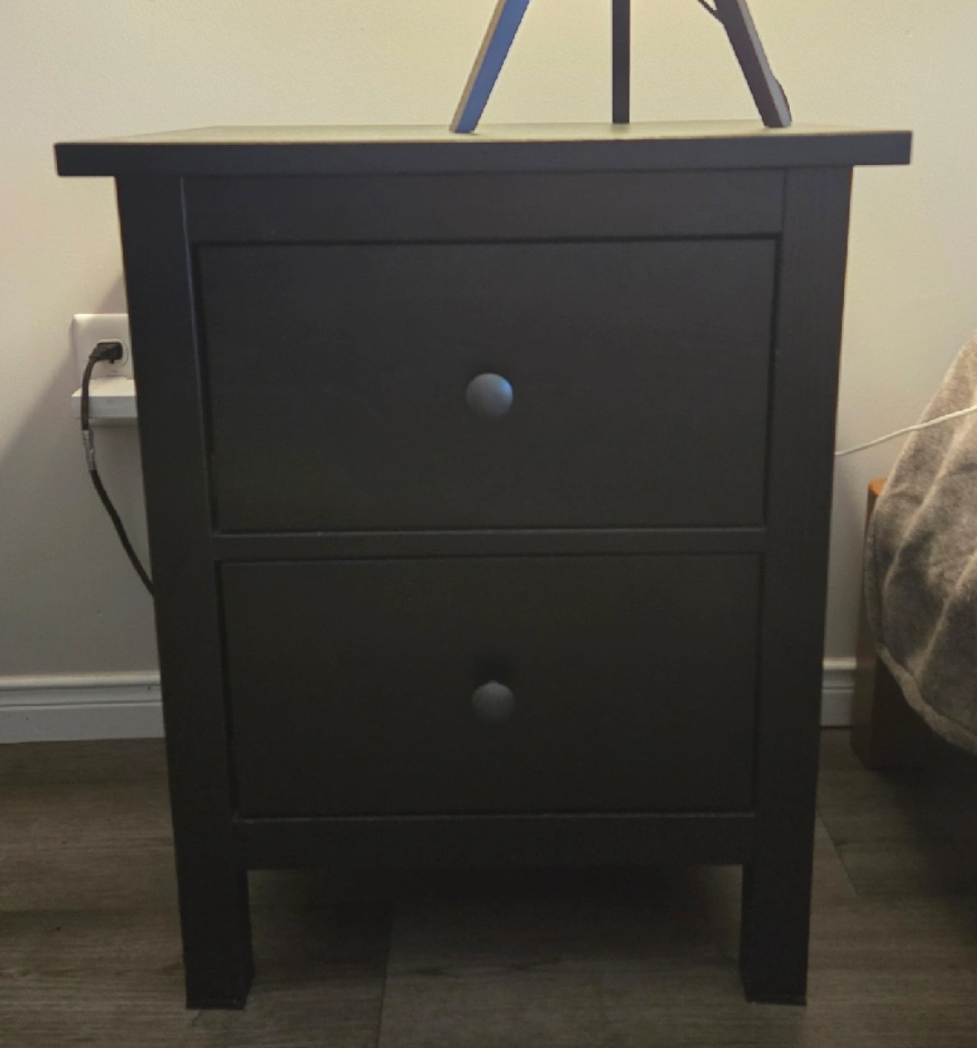 Black 2-Drawer Nightstand