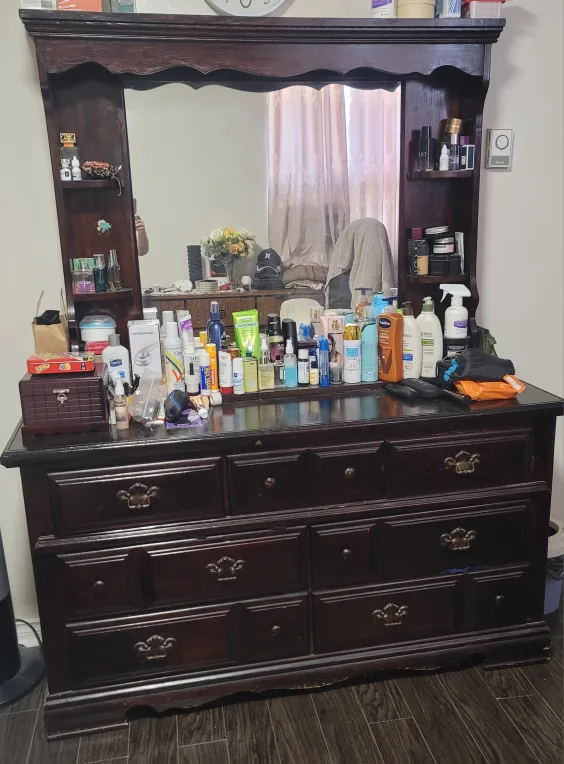 Wooden Dresser with Mirror thumbnail