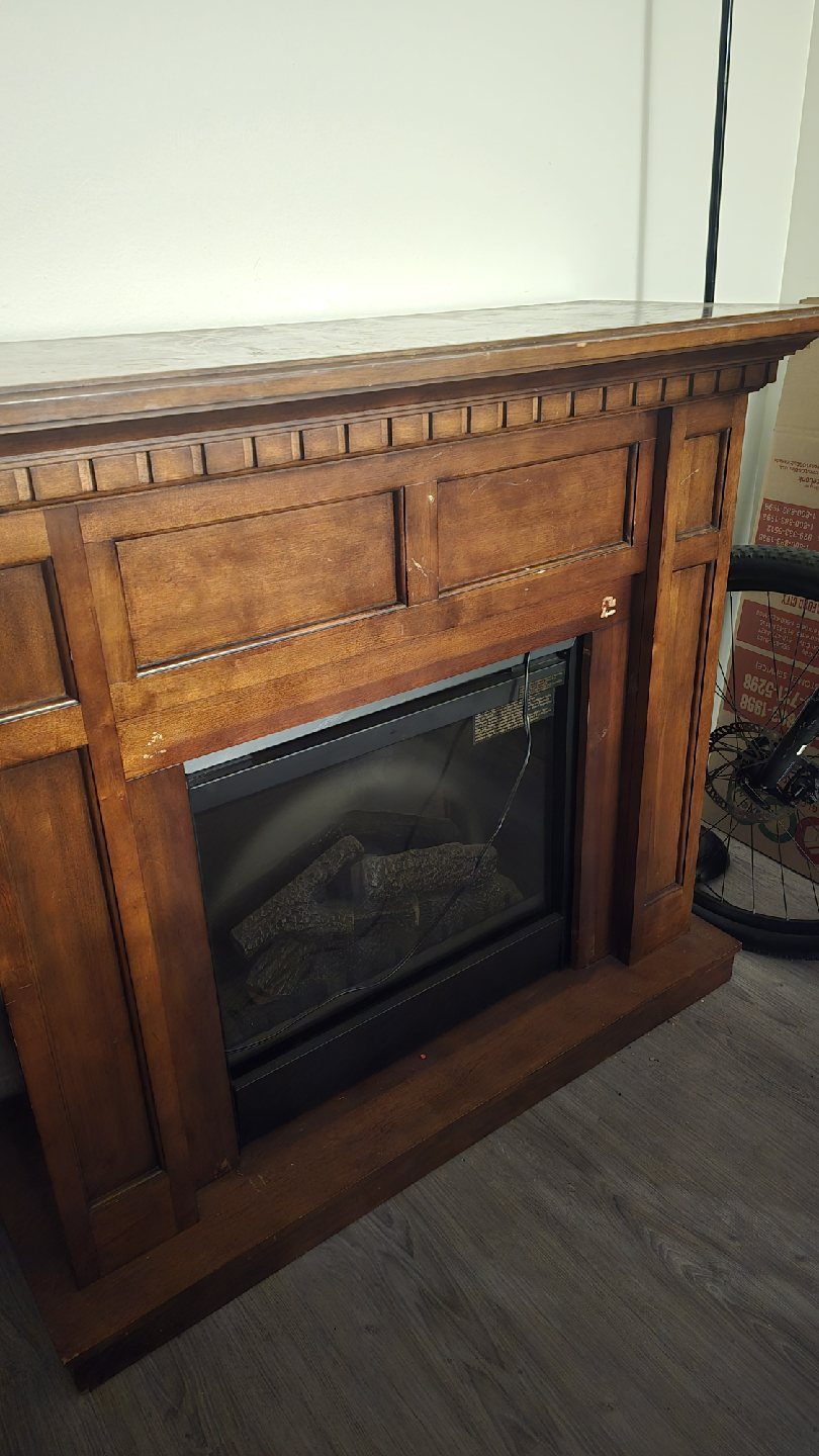 Electric Fireplace with Wooden Mantel and Remote - photo 2