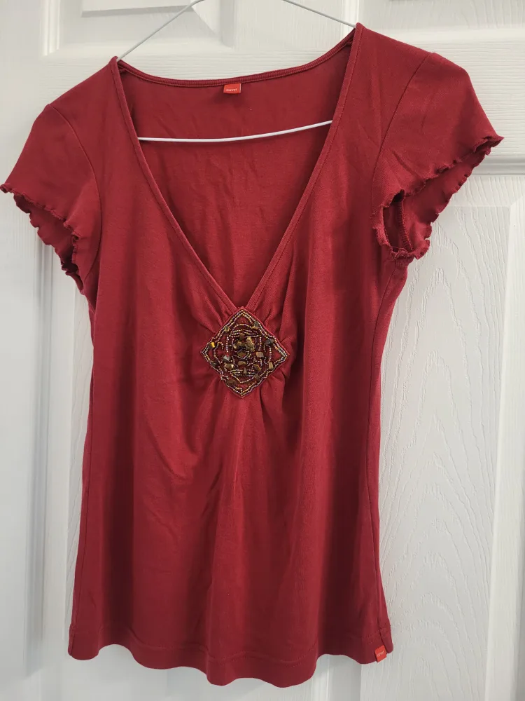 Esprit Burgundy V-Neck Top image indicator(4)