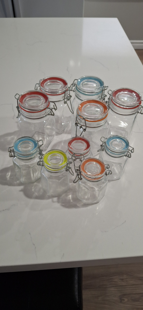 Set of 9 Glass Kitchen Storage Jars