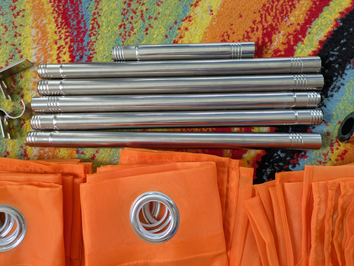 Orange Sheer Curtain Set with Rod - photo 5