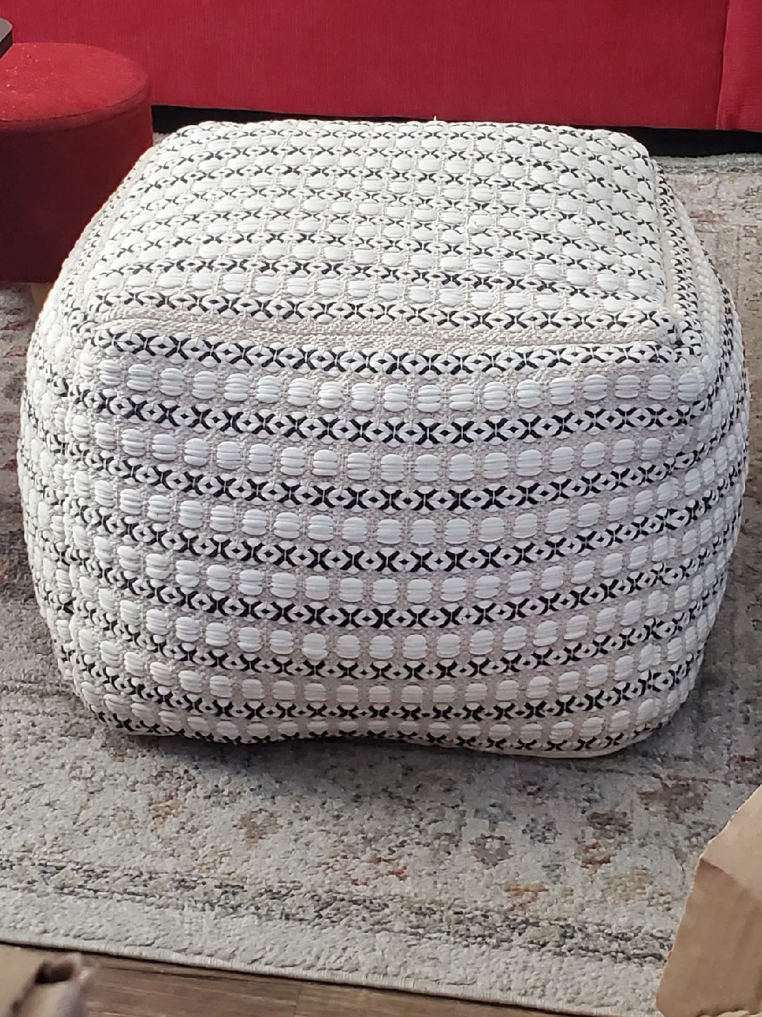 Patterned Pouf Ottoman