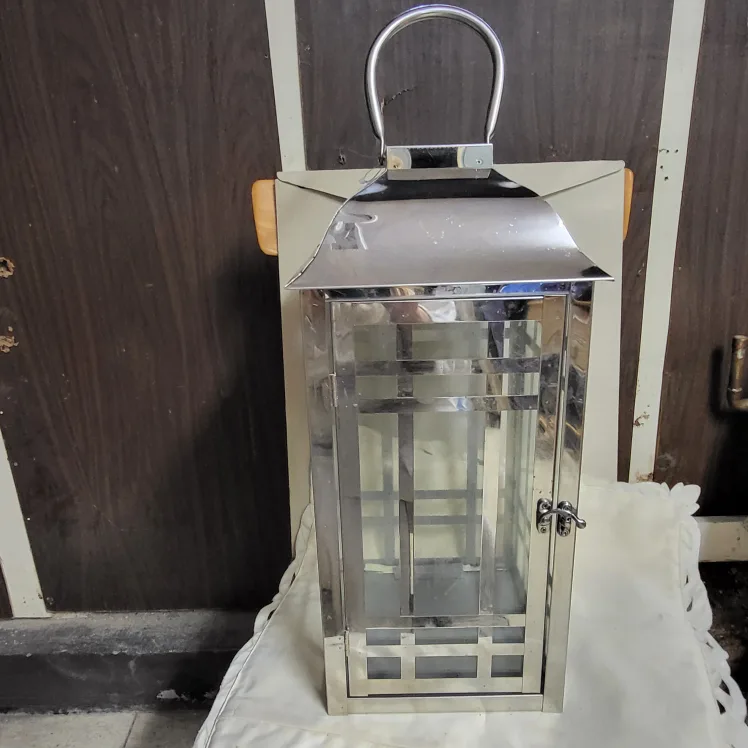 Silver Metal & Glass Decorative Lantern thumbnail