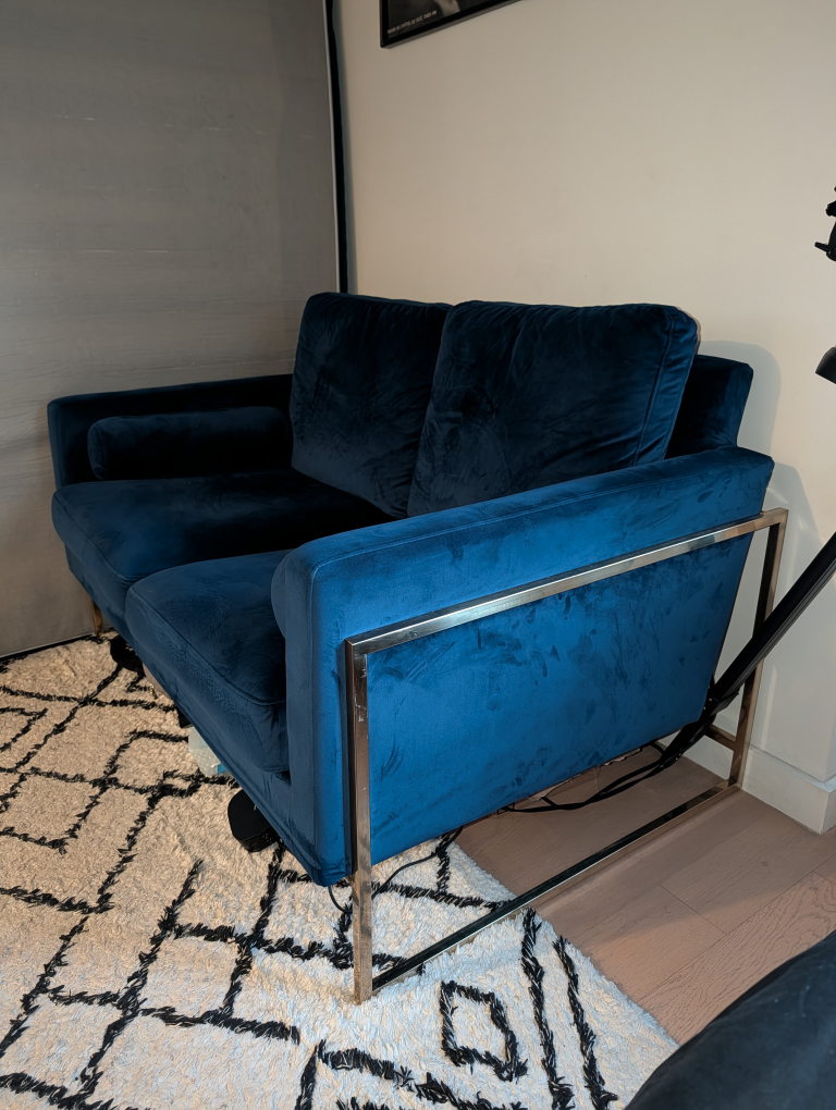 Blue Velvet Loveseat Sofa - photo 2