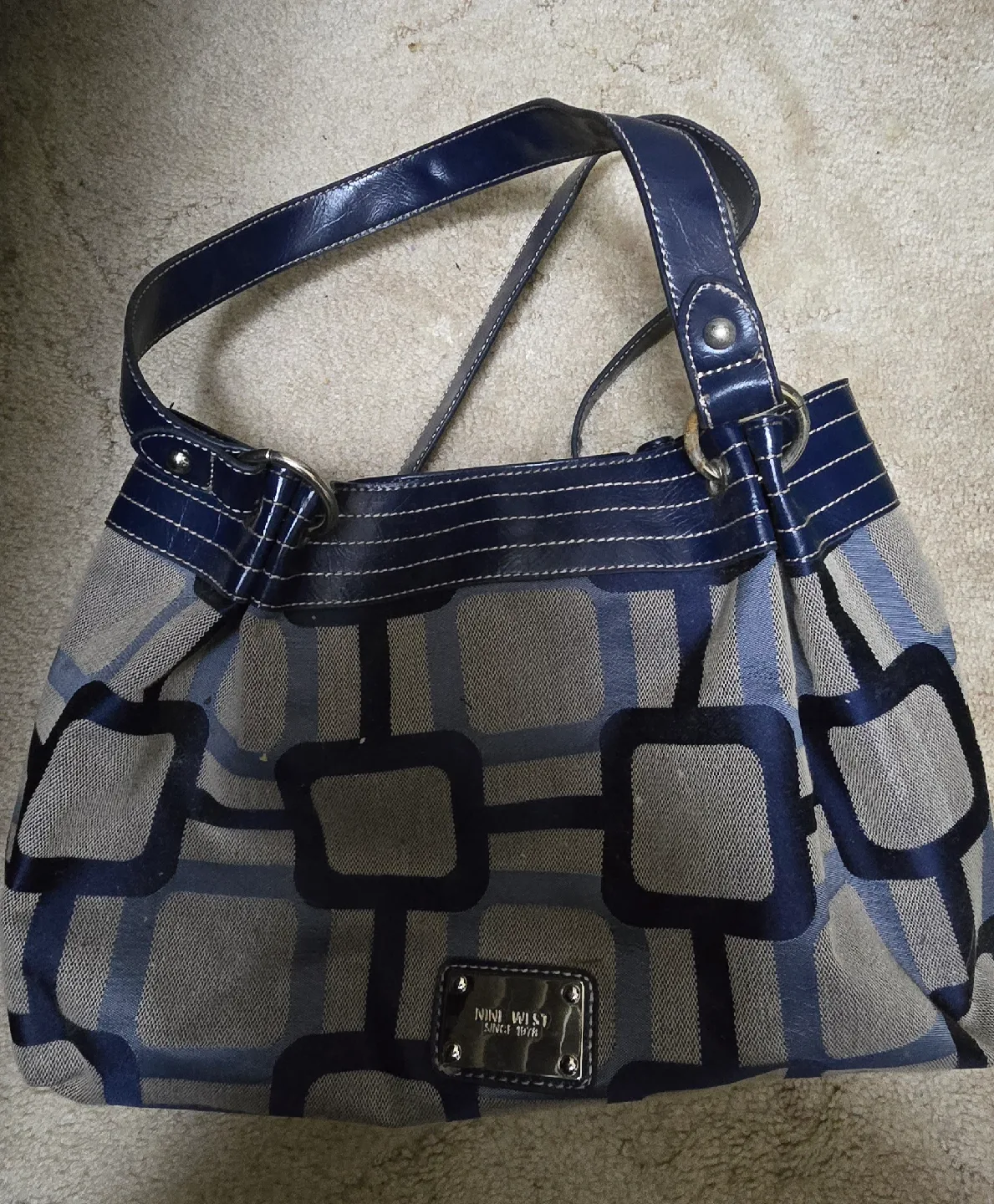 Nine West Blue & Grey Hobo Bag thumbnail