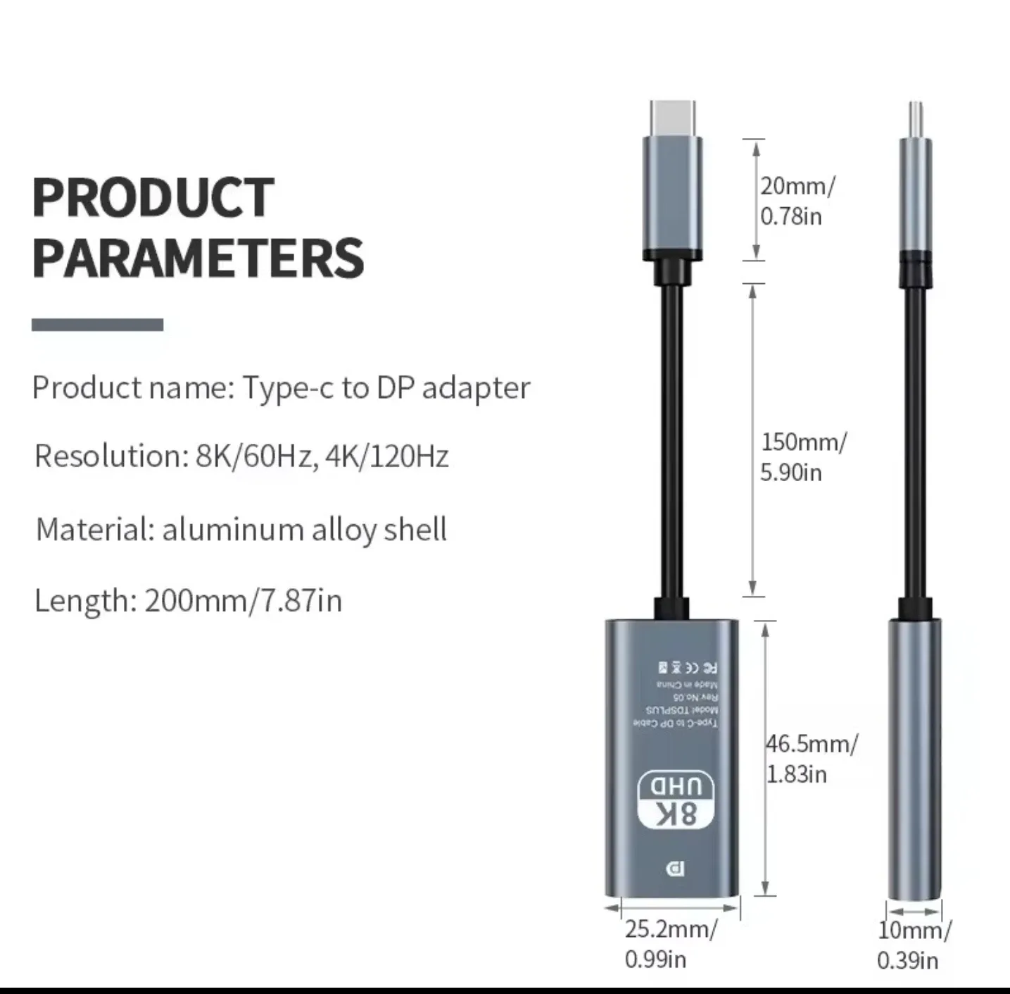 USB C to DP Female Connector, 8K HD image indicator(4)