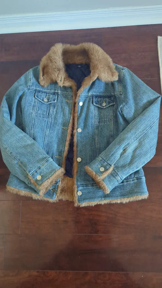 Denim Jacket with Faux Fur Trim thumbnail