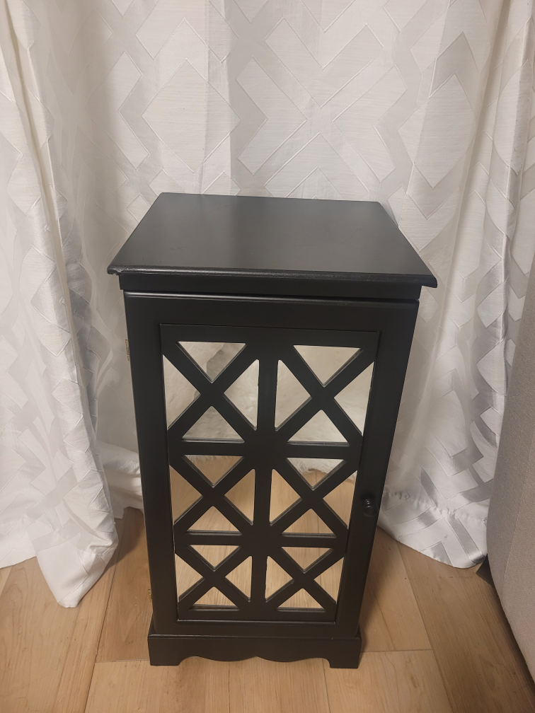 Black Mirrored Accent Cabinet