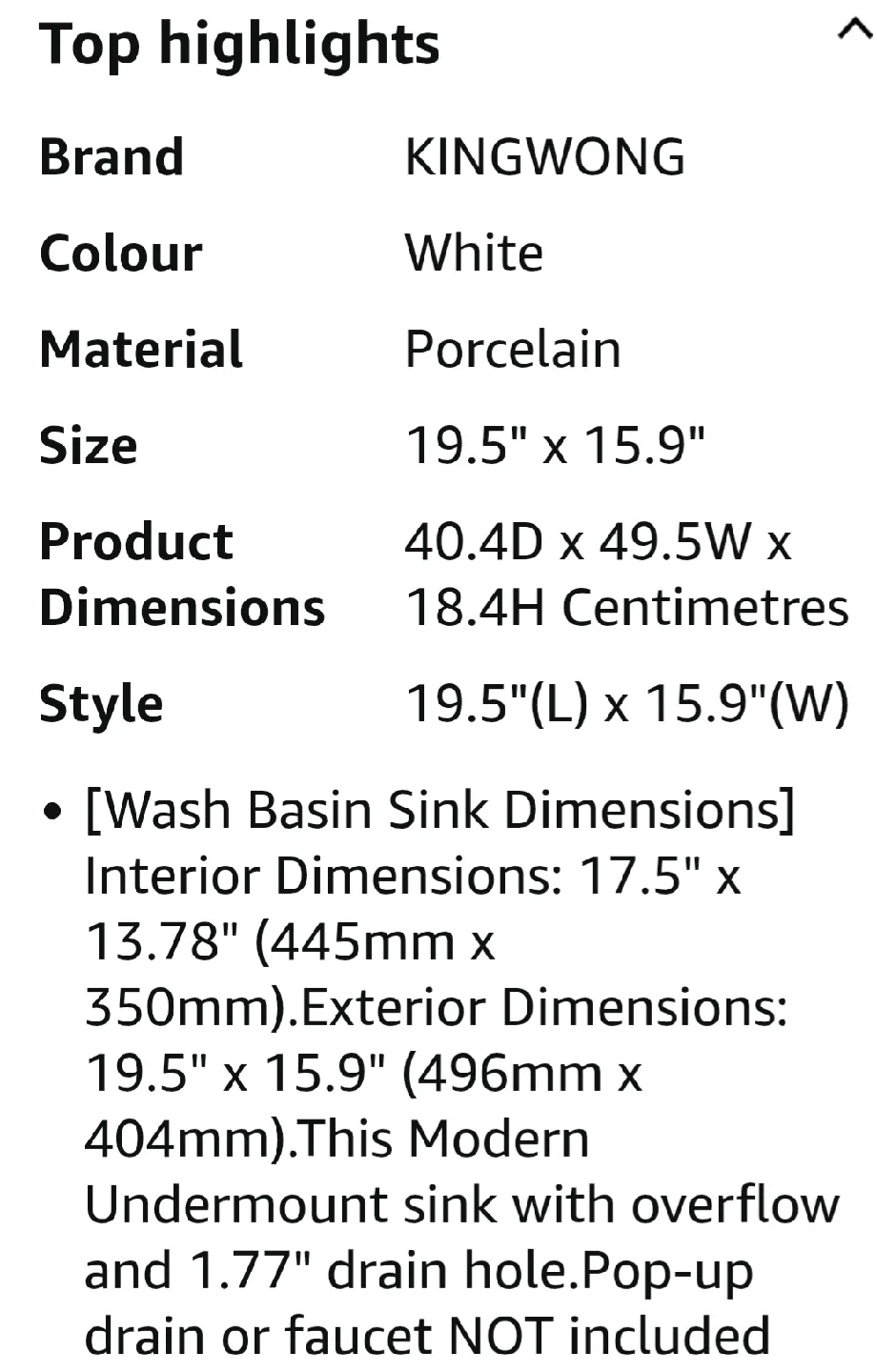 KINGWONG 20 Inch Undermount BATHROOM SINK-New image indicator(9)