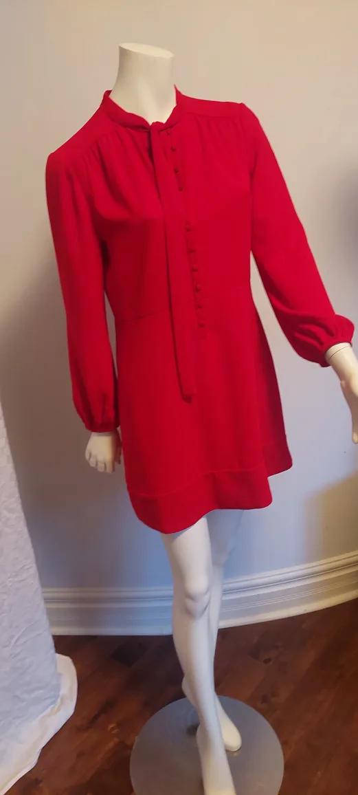 NEW  Zara Red Long Sleeve Dress - Size L thumbnail
