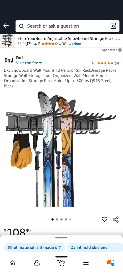 DxJ Snowboard Wall Mount - Holds 10 Pairs thumbnail