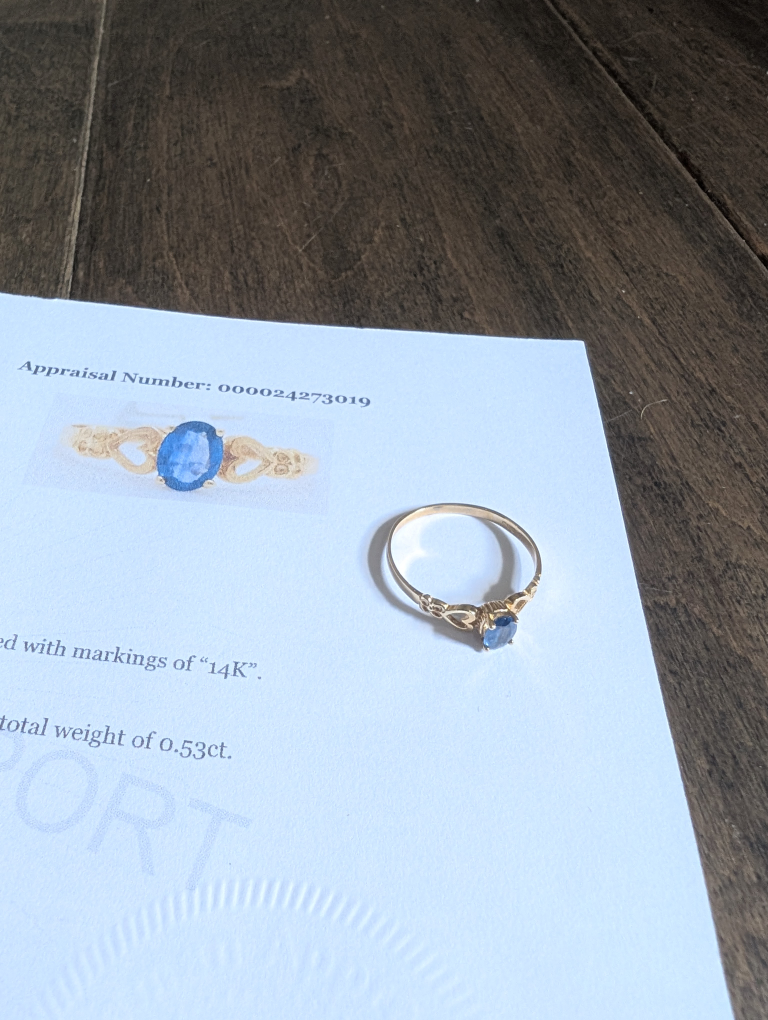 Brand New 14K Yellow Gold Sapphire Ring For Sale - photo 2