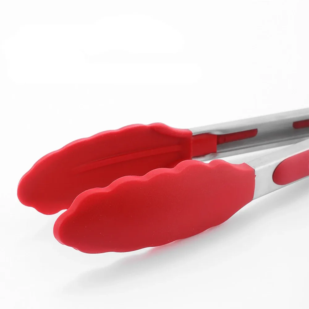 NEW Set of 2 Red Silicone Kitchen Tongs - 9 and 12 inches image indicator(5)