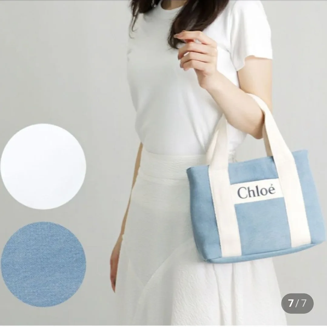 Chloé Woody Small Denim Tote Bag chloe bag image indicator(8)