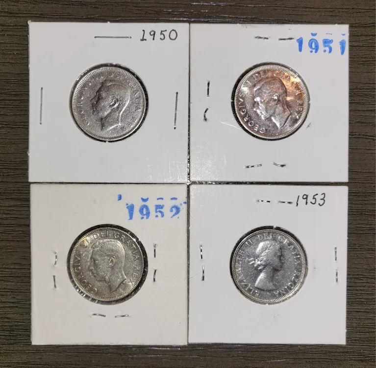 Canadian 25 Cent Coins: 1950, 1951, 1952, 1953 image indicator(2)