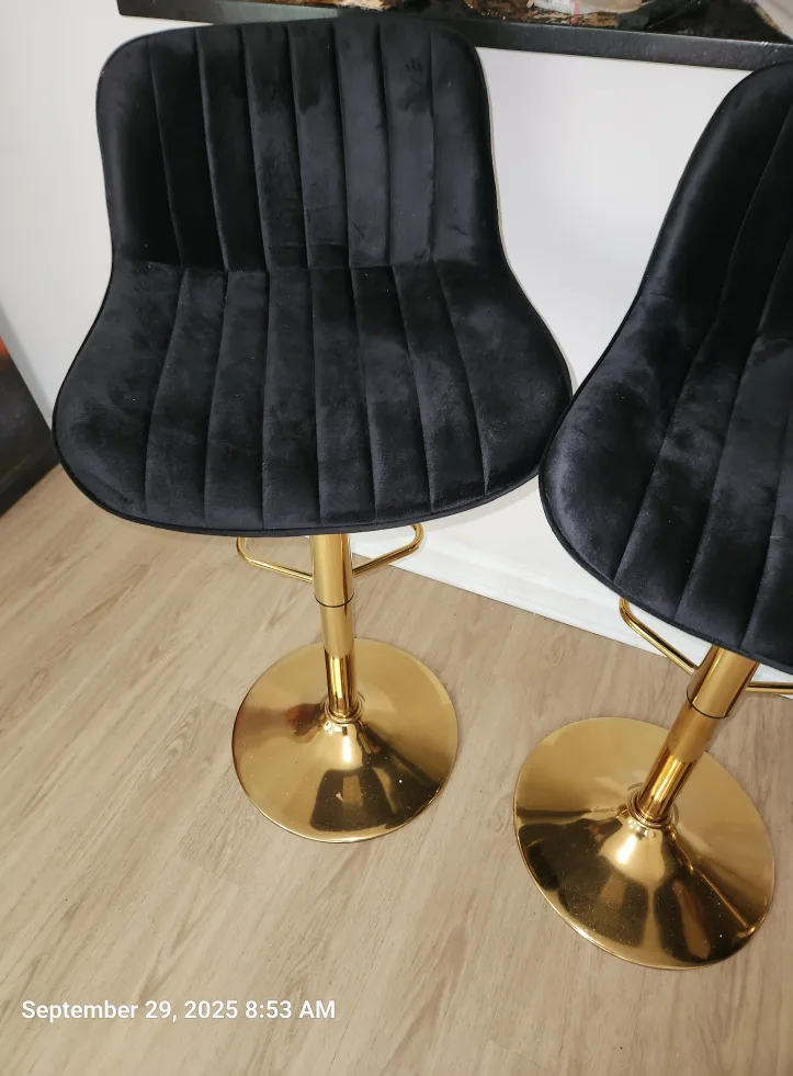 Black Velvet Bar Stools with Gold Base image indicator(2)