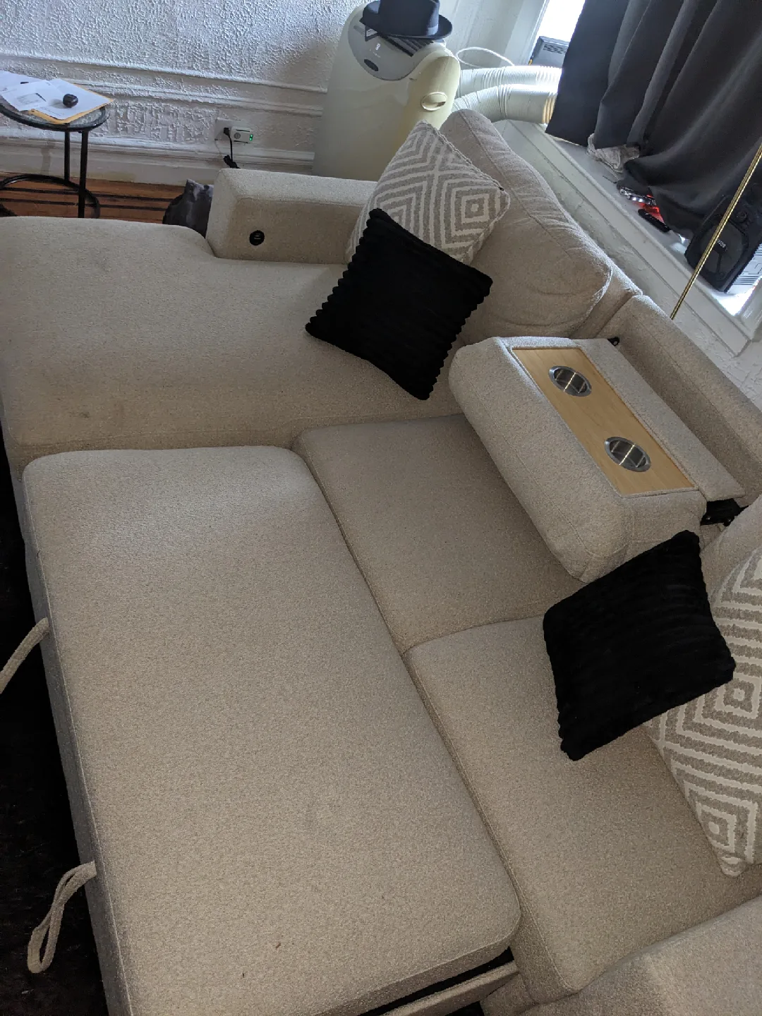 Beige Sectional Sofa with Pull-Out Bed & Storage image indicator(2)