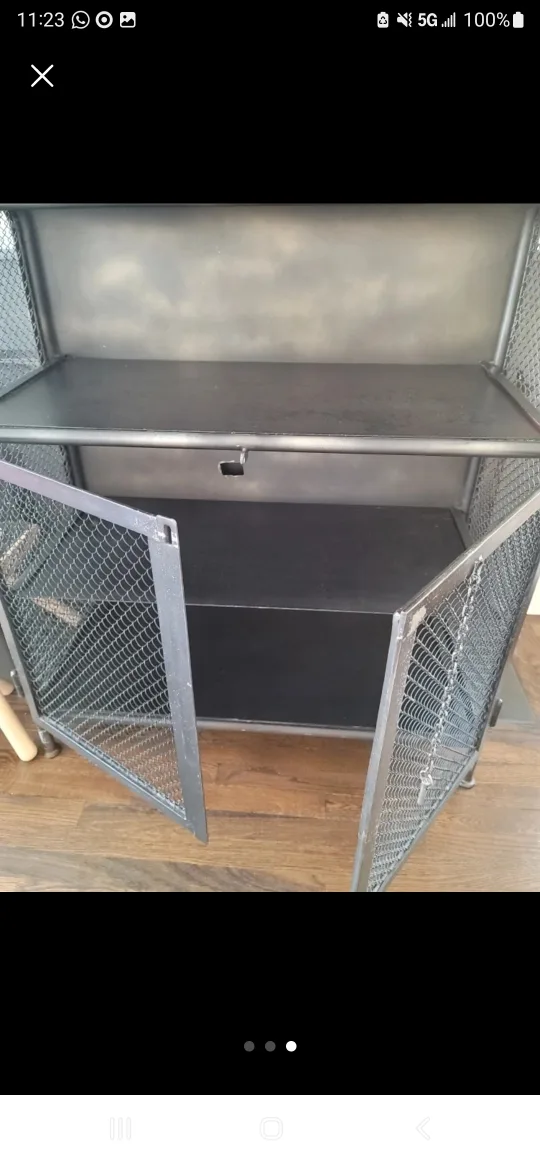 Restoration hardware Black Metal Bar Cabinet image indicator(3)