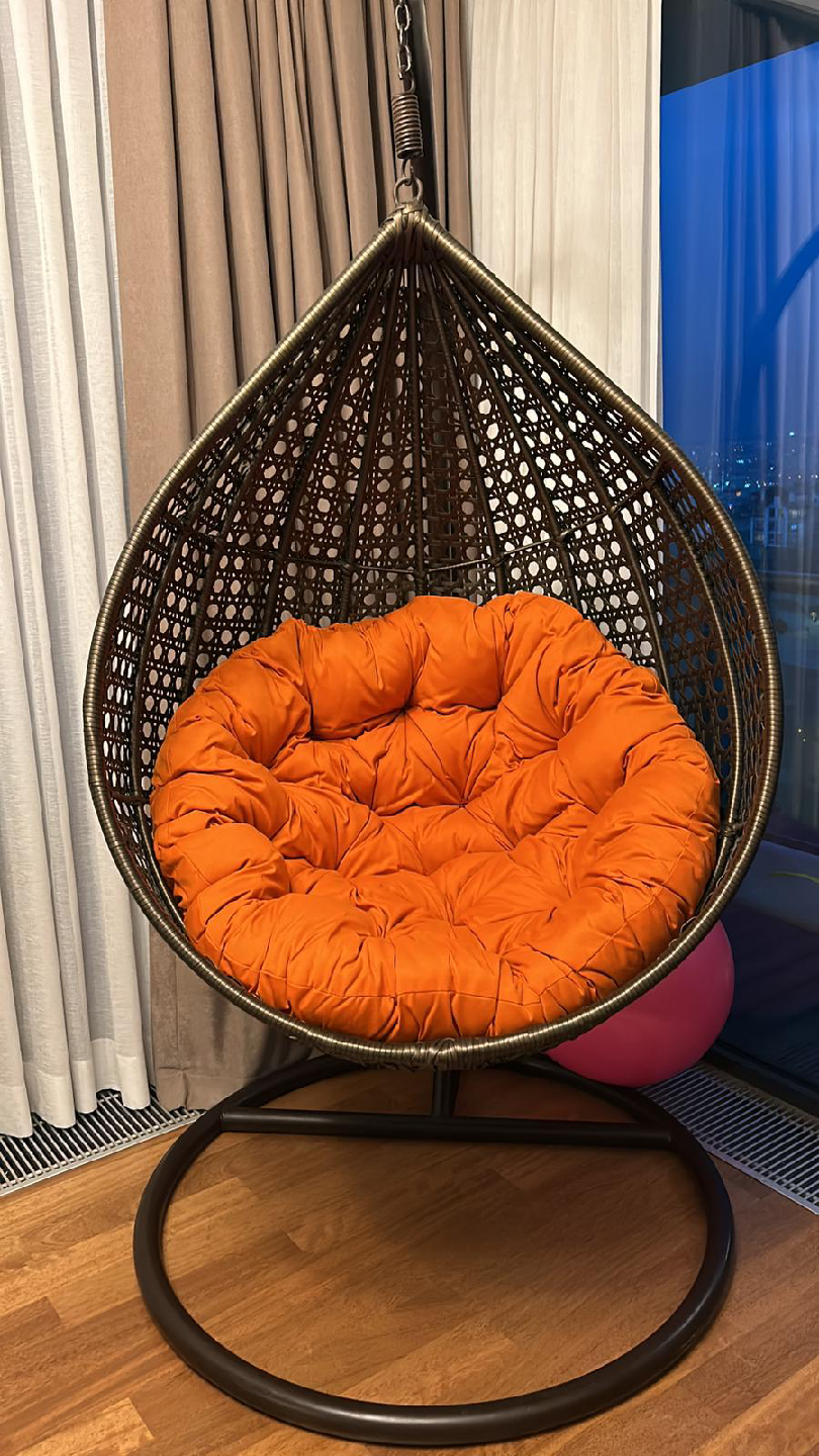 Brand New Heavy Duty Hanging Chair with Orange Cushion