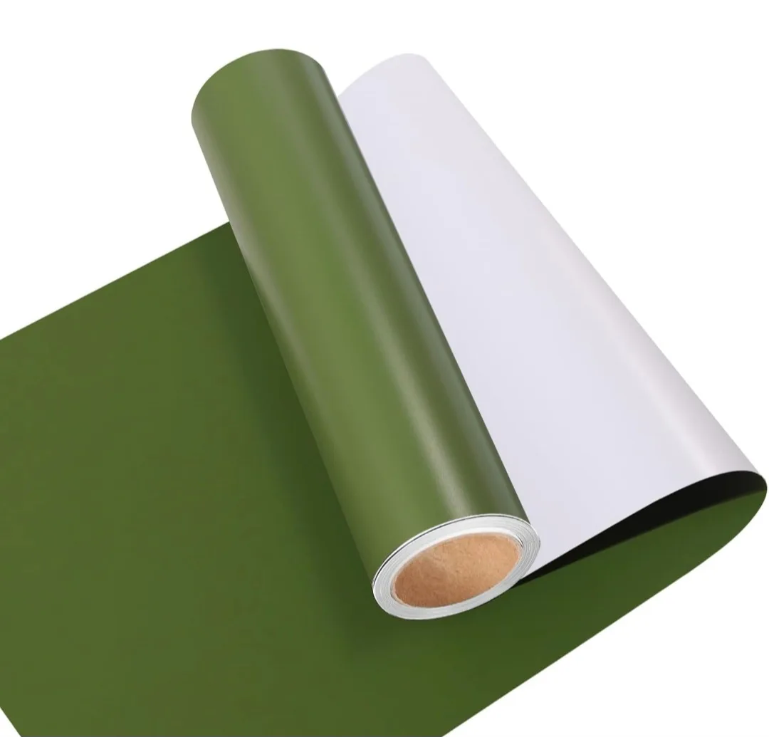 Olive Green Vinyl PERMANENT Adhesive Craft Vinyl 12"x8ft thumbnail