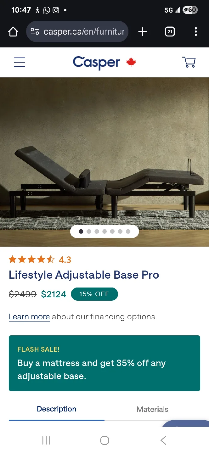 Casper Adjustable Base Pro TWIN XL image indicator(3)