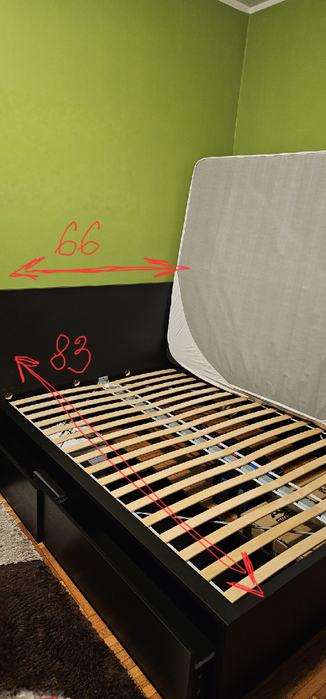 Black/Dark Brown Queen Bed Frame with Storage (2 shelves) - photo 2