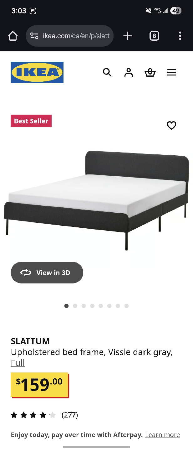 IKEA SLATTUM Full Size Bed Frame - Dark Gray - photo 2