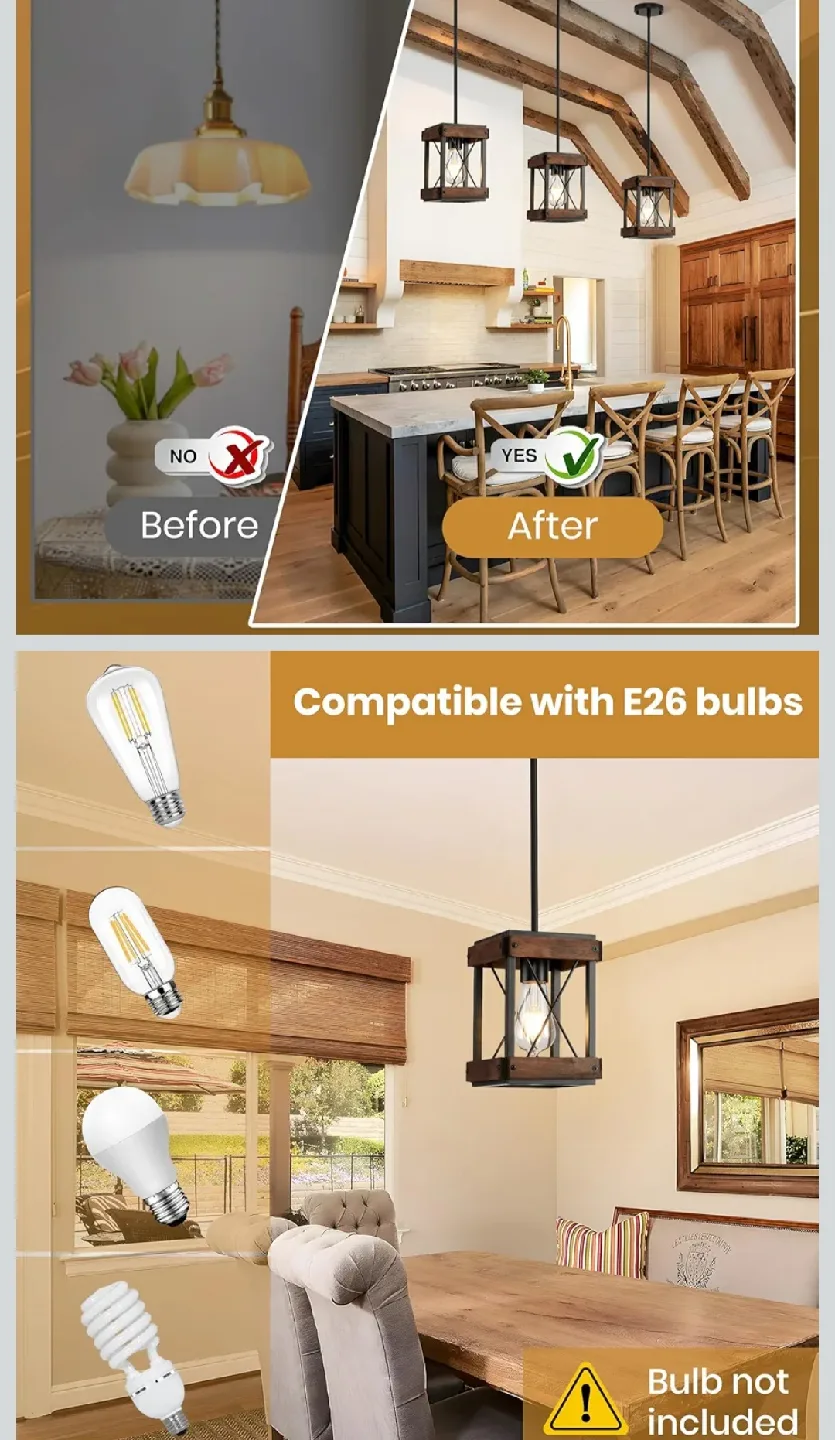 HOXIYA Farmhouse Pendant Light - 2 Pack image indicator(6)