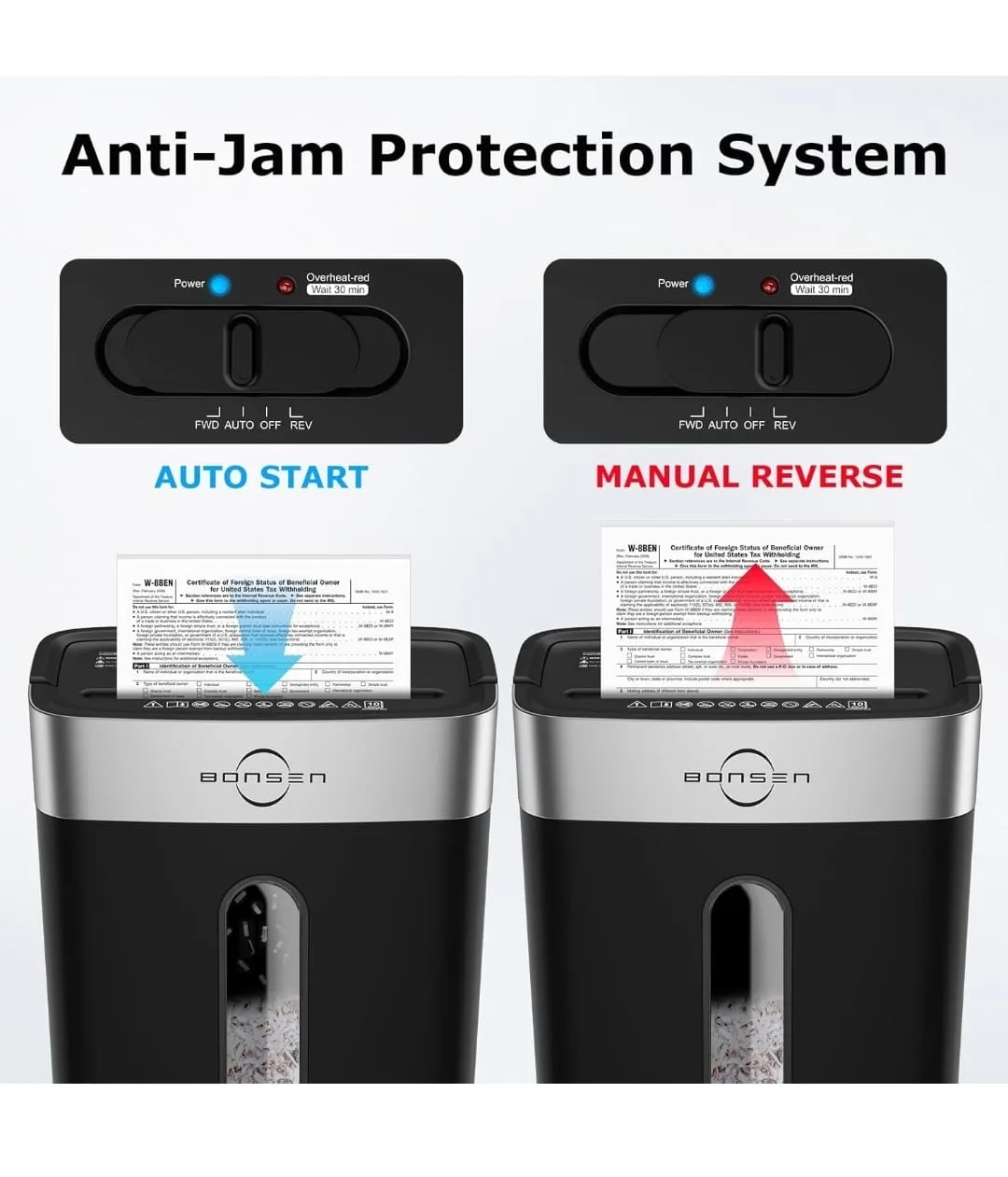 Bonsen 10-Sheet Cross-Cut Shredder - Black/Silver image indicator(4)