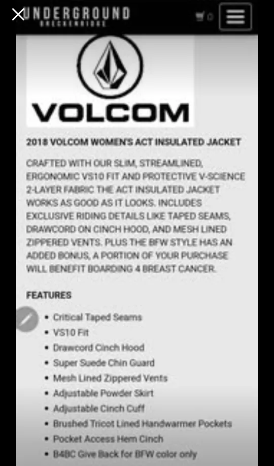 Volcom ACT Insulated Jacket - Size M- Fox Design image indicator(4)