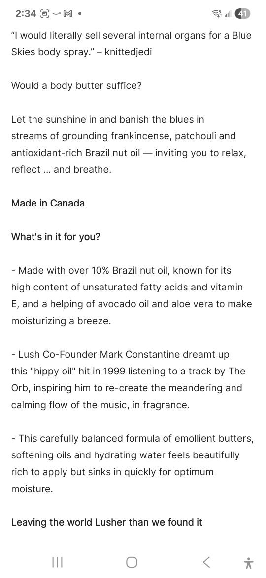 Lush Blue Skies and Fluffy White Clouds Body Butter 230g - photo 2