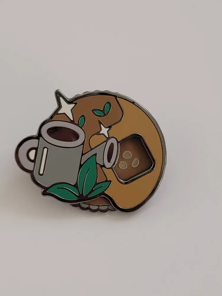 Watering Can & Coffee Bean Enamel Pin thumbnail