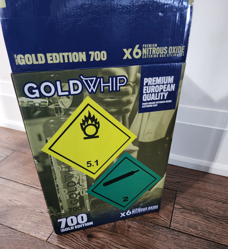 Box of 6. GoldWhip N2O 700 Series  whipped cream charger tanks - photo 3