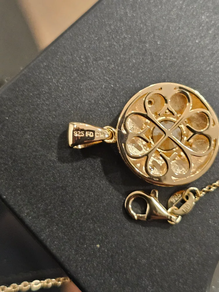 Sterling silver Gold plated Necklace with Blue Stone Pendant image indicator(6)