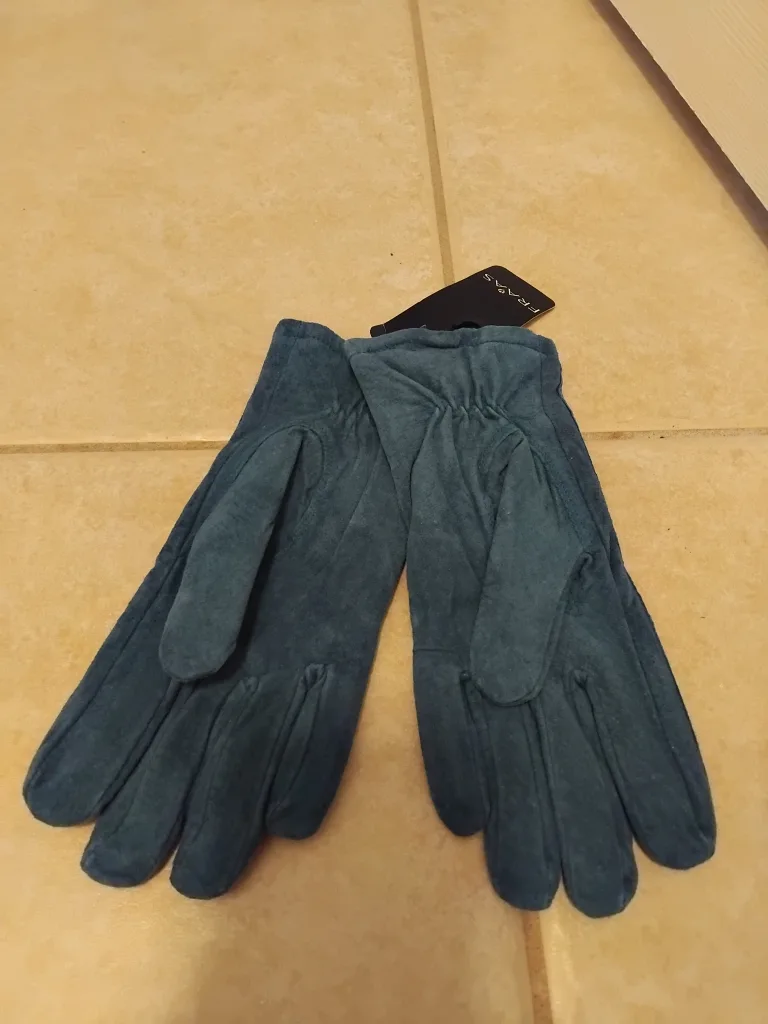 Suede Leather Gloves - Teal thumbnail