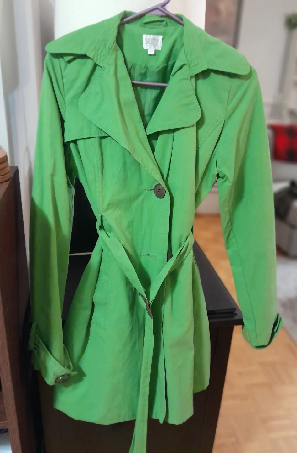 Suzy Shier Green Trench Coat - Size S/P thumbnail