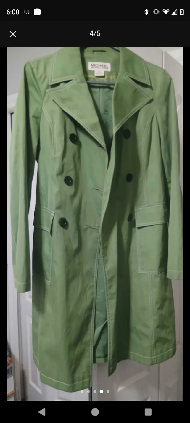 Michael Kors Green Trench Coat - Size Small thumbnail