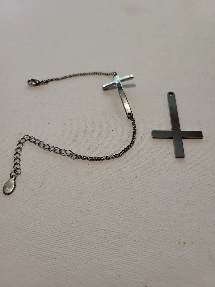 Inverted Cross Pendant & Bracelet Set thumbnail