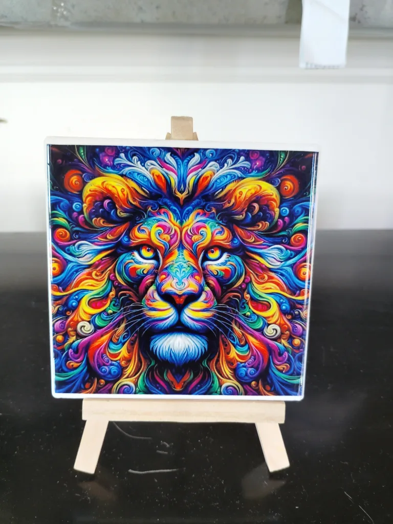 Colorful Lion Art on Easel image indicator(3)