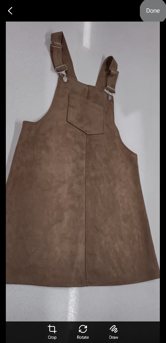 (NEW) Ardene Suede Brown Jumper Dress - Size L image indicator(4)