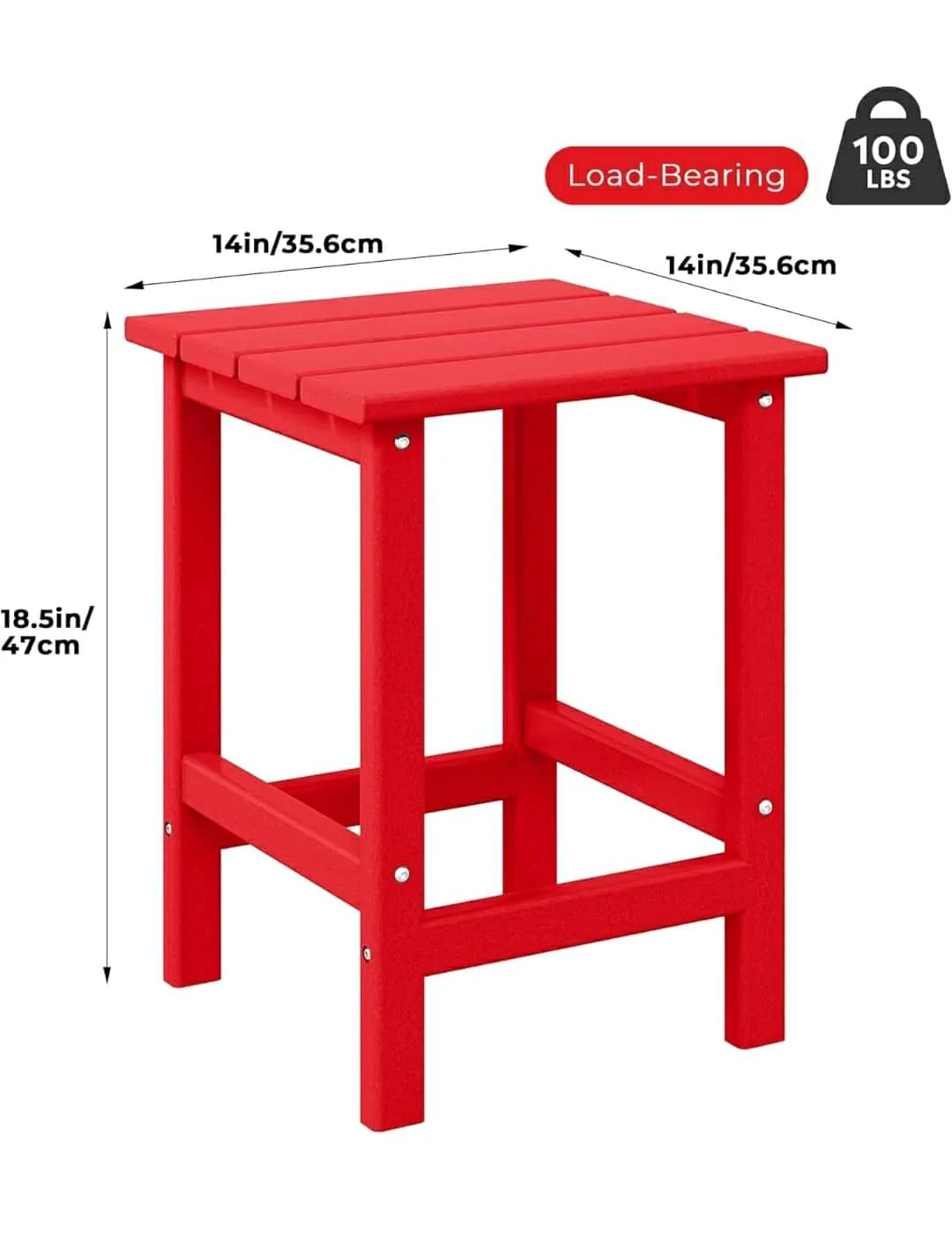 Red Outdoor/Indoor Side Table - Weather Resistant thumbnail