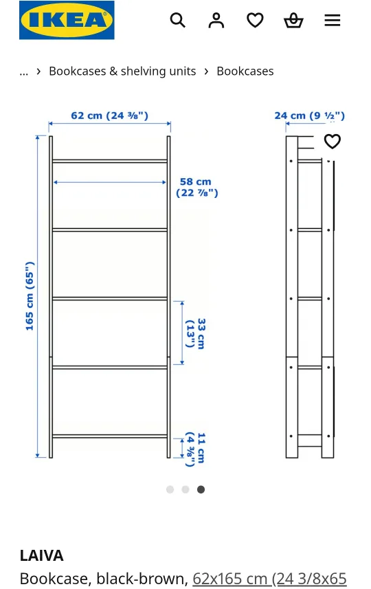 IKEA LAIVA Bookcase - 62x165 cm image indicator(3)