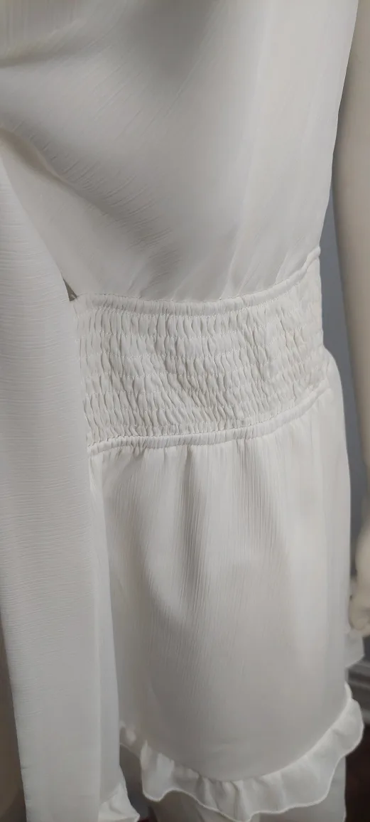NEW - White Ruffle Mini Dress MEDIUM image indicator(9)
